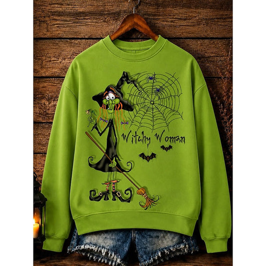 Wintress | Women's Witch Print Crew Neck Sweatshirt