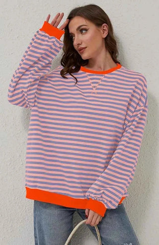Rovenna | Women's Striped Pullover Sweater with Round Neck