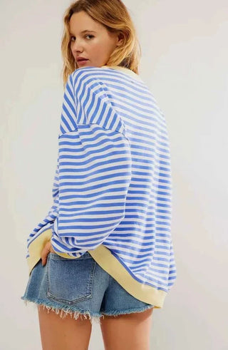 Rovenna | Women's Striped Pullover Sweater with Round Neck