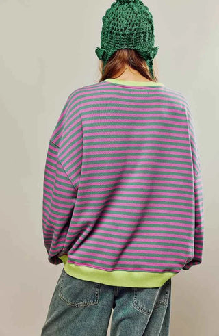 Rovenna | Women's Striped Pullover Sweater with Round Neck