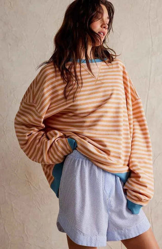 Rovenna | Women's Striped Pullover Sweater with Round Neck