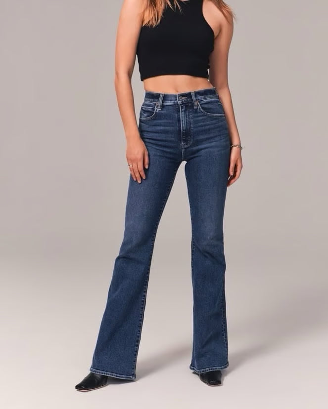Marlowe | Women's Whisker Wash High Waisted Flare Jean