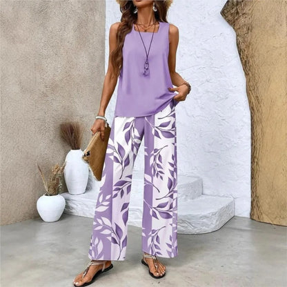 Sleeveless summer two-piece set for women | Sienna -4