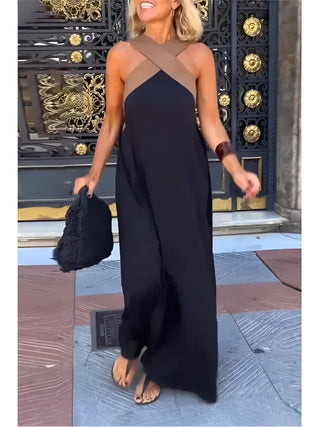 Elegant crossed-cut everyday dress for women | Delphine -1