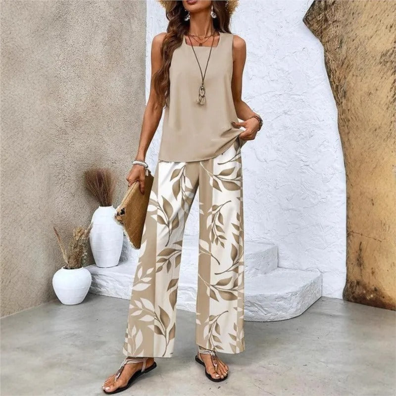 Sleeveless summer two-piece set for women | Sienna -3