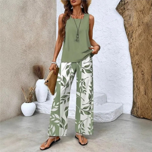 Sleeveless summer two-piece set for women | Sienna -1