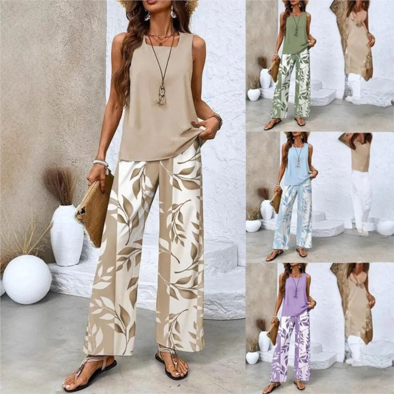 Sleeveless summer two-piece set for women | Sienna -6