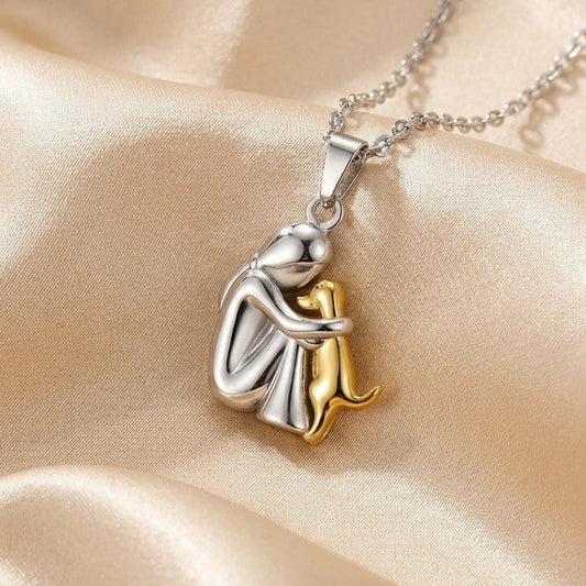 Heartfelt dog hug pendant necklace for women | Paw -1