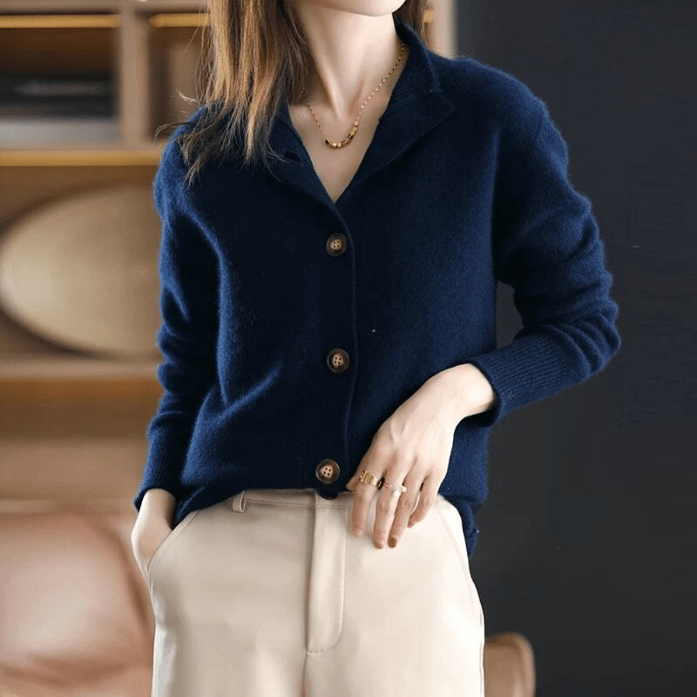 Elegant button-front soft everyday cardigan for women | Daria -4