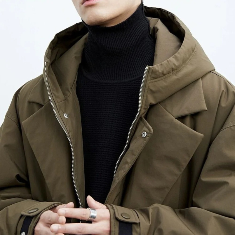 Long hooded classic winter coat for men | Northline Classic -3