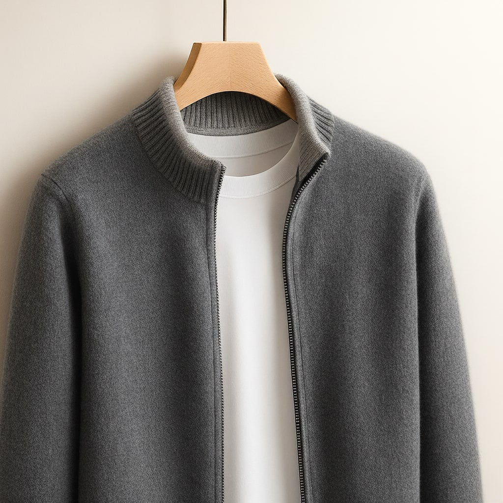 Smart zip-front everyday cardigan for men | Alessio -5