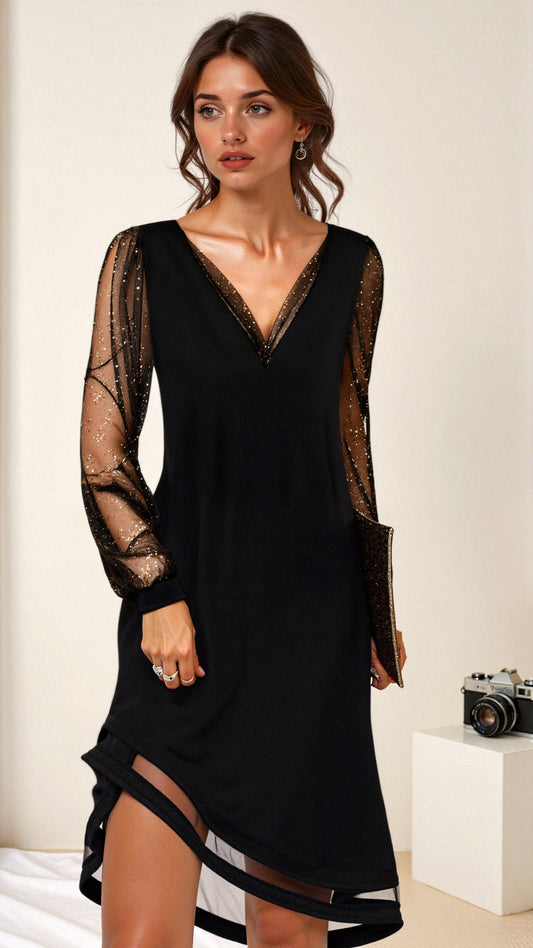 Elegant long sequin evening dress with fitted silhouette for Women | Lia Éclat