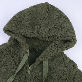 Nathania | Women's Textured Fleece Hooded Jacket with Buttons