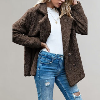 Noelia | Women's Double Breasted Textured Teddy Blazer