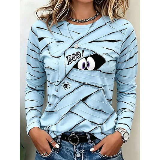 Marveline | Women's Halloween Print Round Neck Top