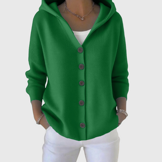 Lurevi | Women's Hooded Knit Button Front Cardigan