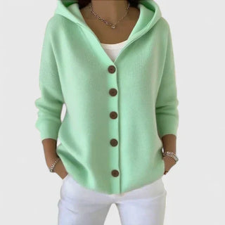 Lurevi | Women's Hooded Knit Button Front Cardigan