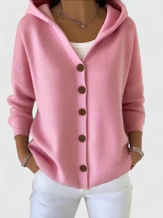 Lurevi | Women's Hooded Knit Button Front Cardigan