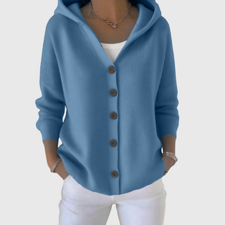 Lurevi | Women's Hooded Knit Button Front Cardigan