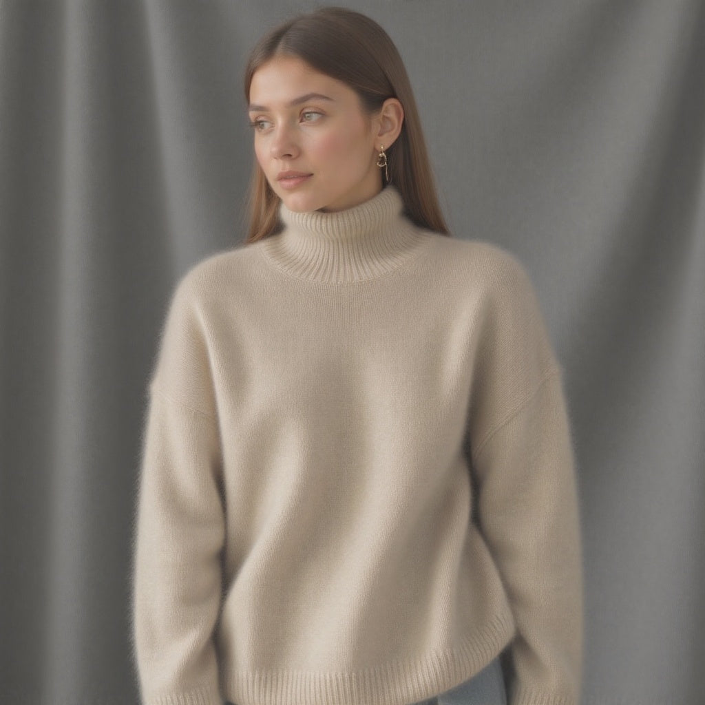 Oversized turtleneck knit sweater with relaxed fit for Women | Sydney Élan