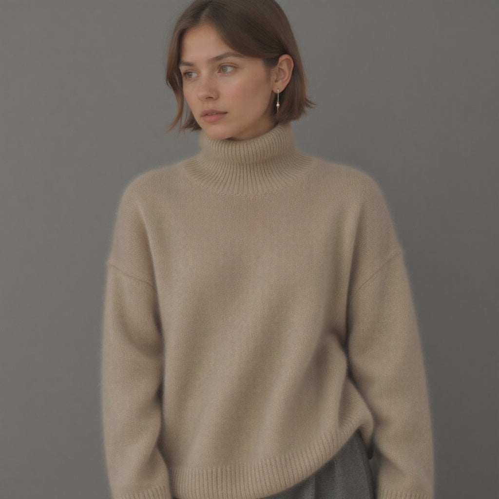 Oversized turtleneck knit sweater with relaxed fit for Women | Sydney Élan