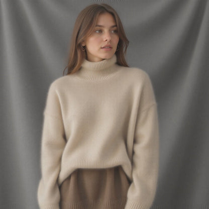 Oversized turtleneck knit sweater with relaxed fit for Women | Sydney Élan
