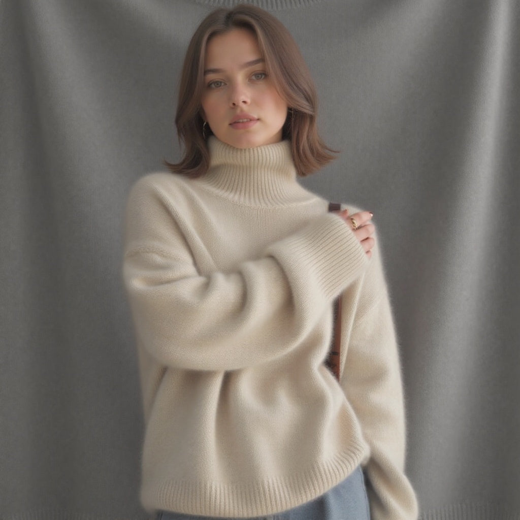Oversized turtleneck knit sweater with relaxed fit for Women | Sydney Élan