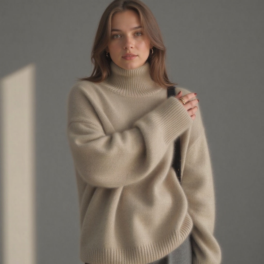 Oversized turtleneck knit sweater with relaxed fit for Women | Sydney Élan