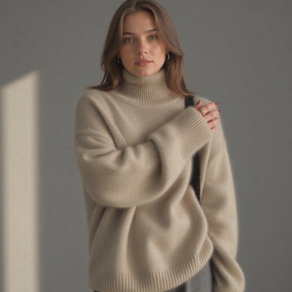 Oversized turtleneck knit sweater with relaxed fit for Women | Sydney Élan
