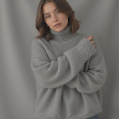 Oversized turtleneck knit sweater with relaxed fit for Women | Sydney Élan