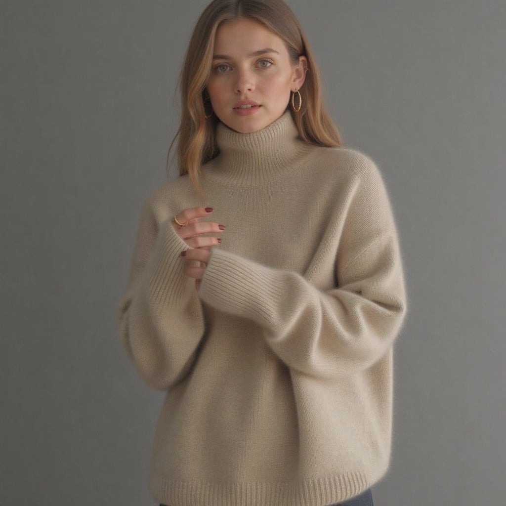 Oversized turtleneck knit sweater with relaxed fit for Women | Sydney Élan