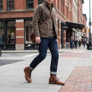 Kelmont | Men's Hook and Loop Ankle Boots with Contoured Sole