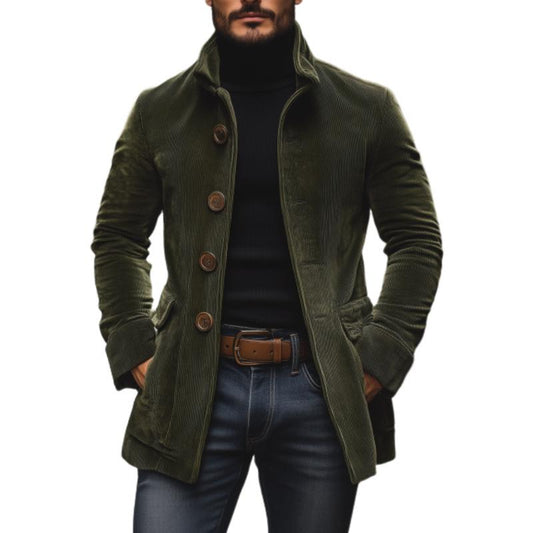 Slim fit stand collar buttoned coat for Men | Emerson Vale