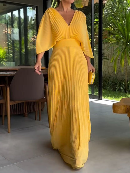 Floating ribbed maxi dress for women | Ria -1