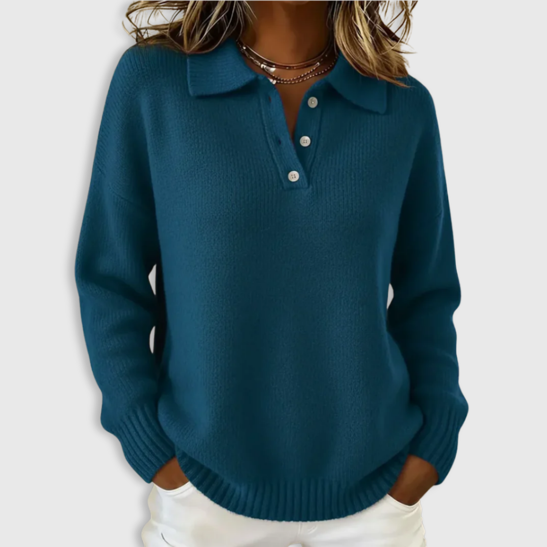 Soft polo-neck knit jumper for women | Nova -3