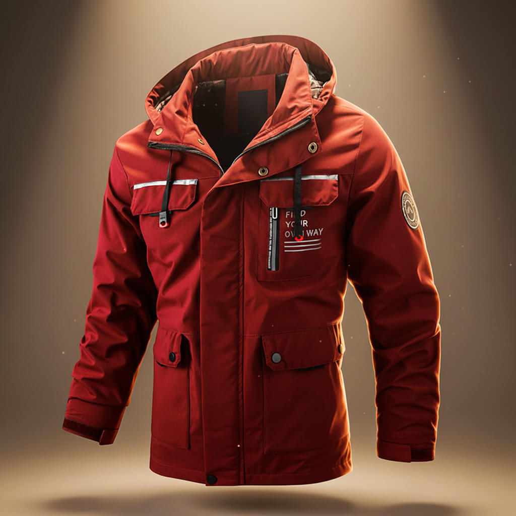 Hooded winter jacket with reinforced pockets for men | Explorer -5
