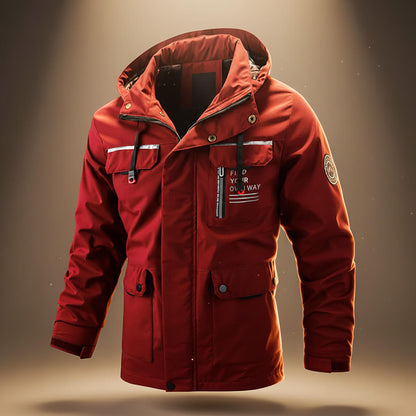 Hooded winter jacket with reinforced pockets for men | Explorer -5