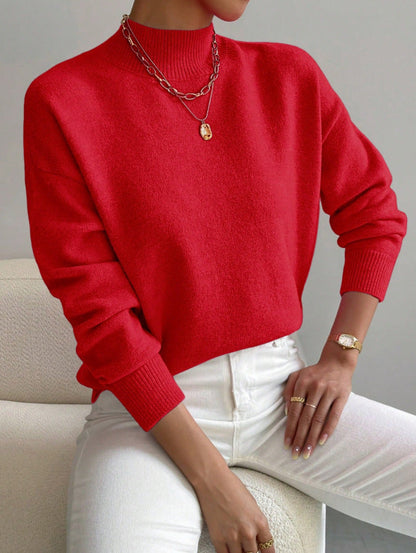 Classic mock-neck knit everyday jumper for women | Aurelia -17