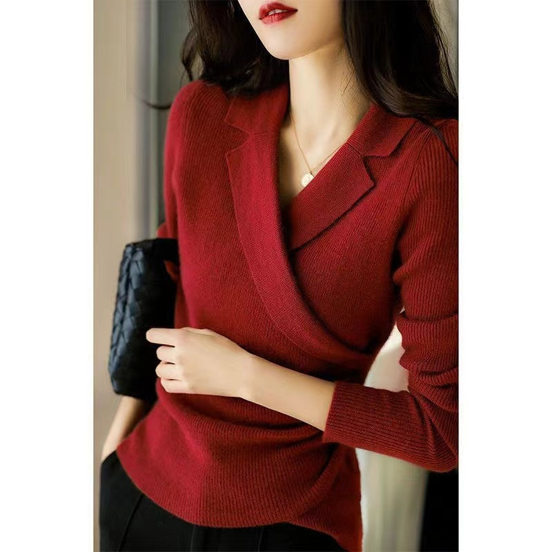 Caramel Peter Pan Collar Asymmetrical Sweater Women  | Elira