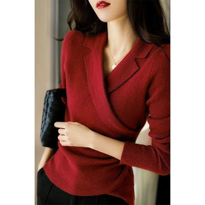 Caramel Peter Pan Collar Asymmetrical Sweater Women  | Elira