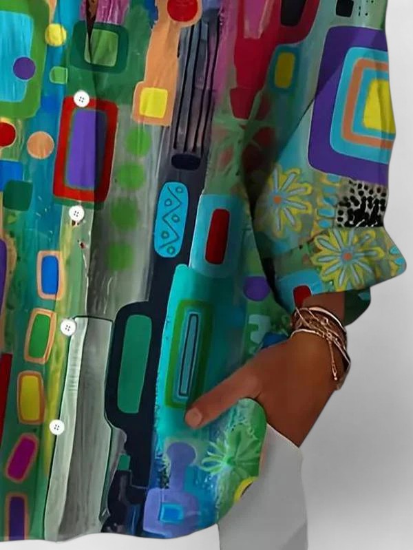 Printed button-up everyday blouse for women | Roseline -3