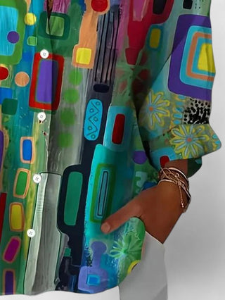 Printed button-up everyday blouse for women | Roseline -3