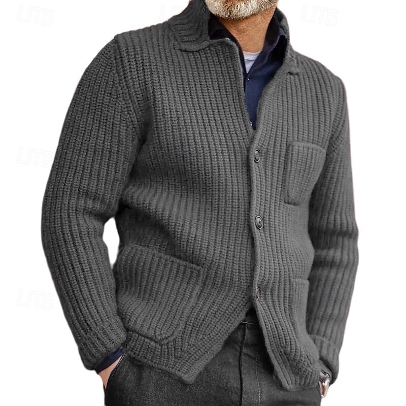 Corwin | Men's Ribbed Stand Collar Button Cardigan