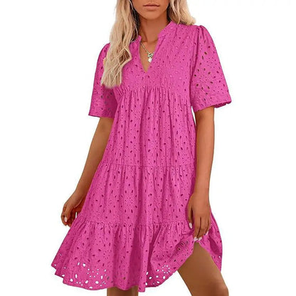 Lace ruffle elegant mini dress for women | Cosima -4