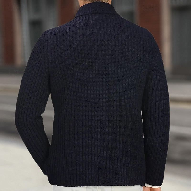 Corwin | Men's Ribbed Stand Collar Button Cardigan