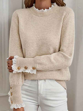 Marivelle | Women's Ruffle High Collar Pullover with Button Placket