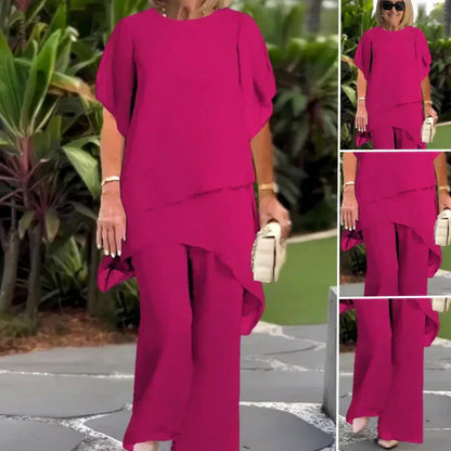 Chic irregular top and trouser co-ord set for women | Herlene -8