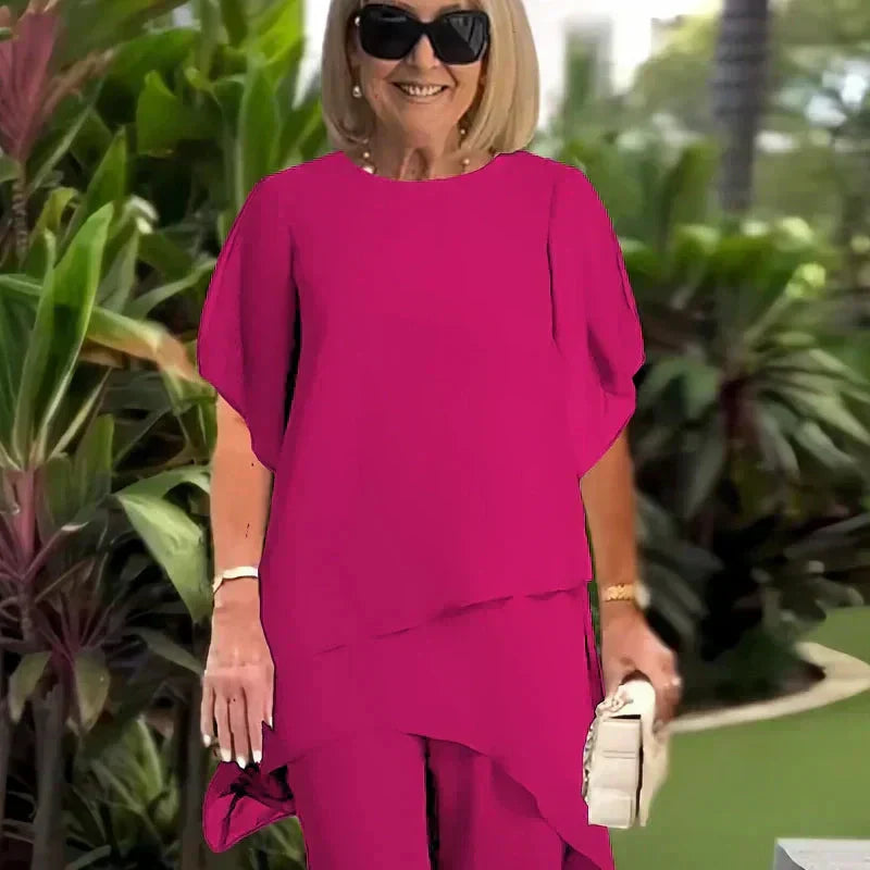 Chic irregular top and trouser co-ord set for women | Herlene -5