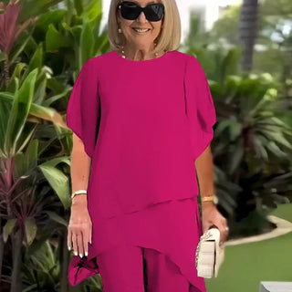 Chic irregular top and trouser co-ord set for women | Herlene -5