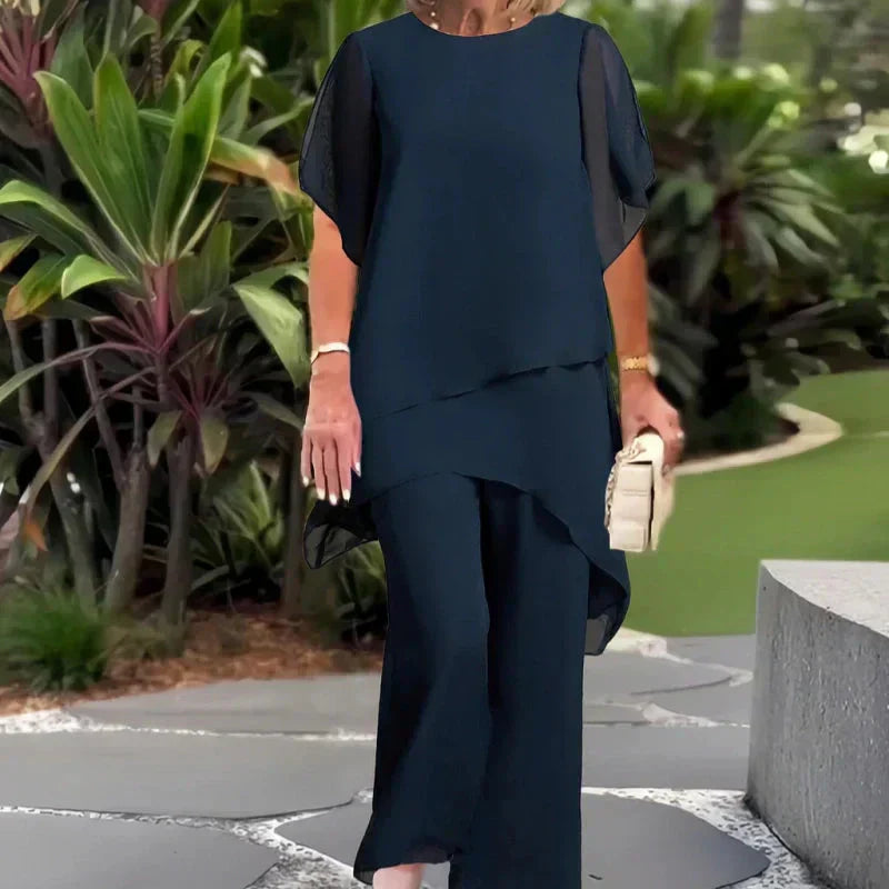Chic irregular top and trouser co-ord set for women | Herlene -1